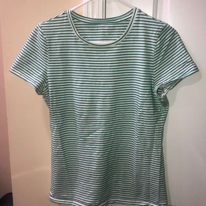 Medium Green and White Striped shirt